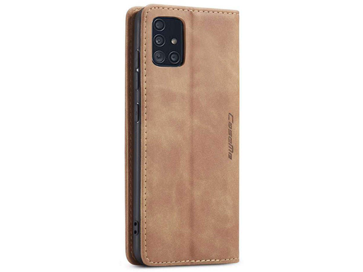 CaseMe Vintage BookCase Tan - Samsung Galaxy A51 hoesje