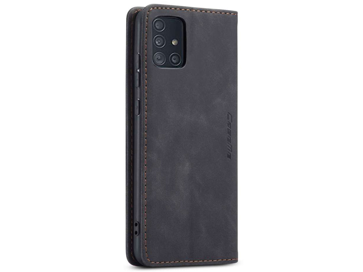 CaseMe Vintage BookCase Zwart - Samsung Galaxy A51 hoesje