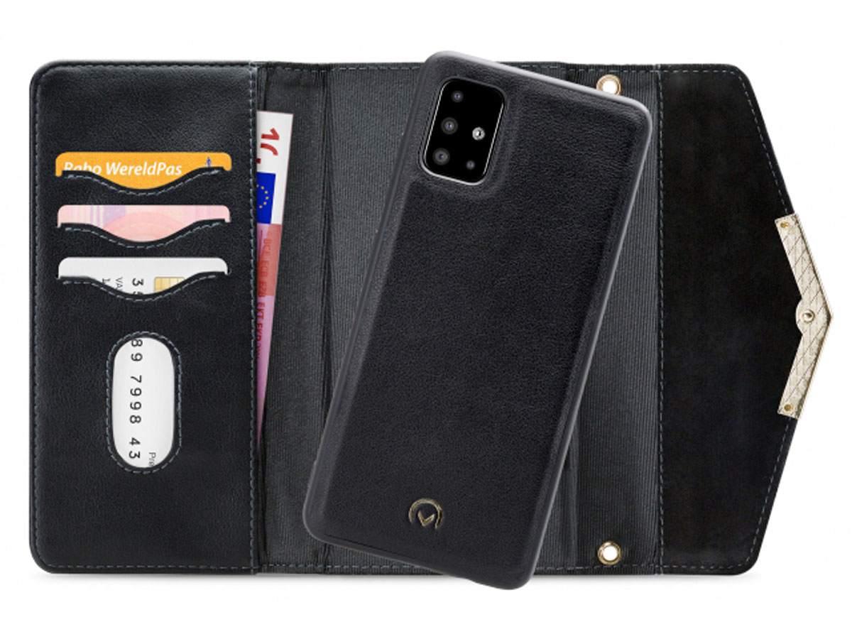 Mobilize Elegant Magnet Clutch Black Velvet - Samsung Galaxy A51 Hoesje