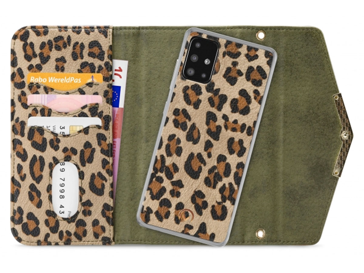 Mobilize Elegant Magnet Clutch Green Leopard - Samsung Galaxy A51 Hoesje