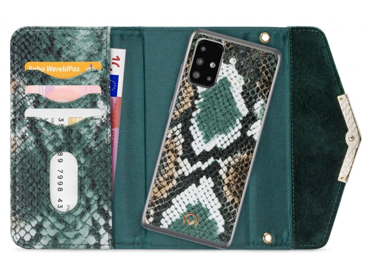 Mobilize Elegant Magnet Clutch Green Snake - Samsung Galaxy A51 Hoesje