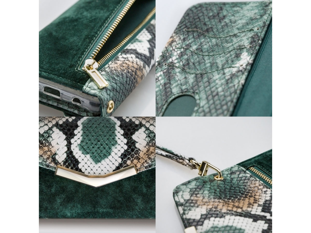 Mobilize Elegant Magnet Clutch Green Snake - Samsung Galaxy A51 Hoesje