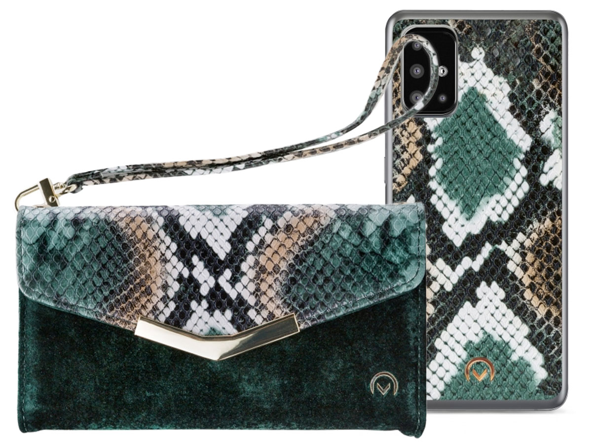 Mobilize Elegant Magnet Clutch Green Snake - Samsung Galaxy A51 Hoesje