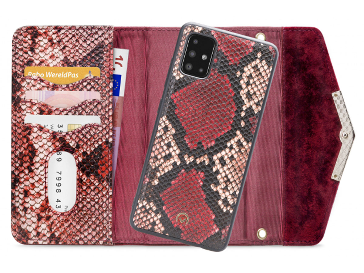 Mobilize Elegant Magnet Clutch Red Snake - Samsung Galaxy A51 Hoesje