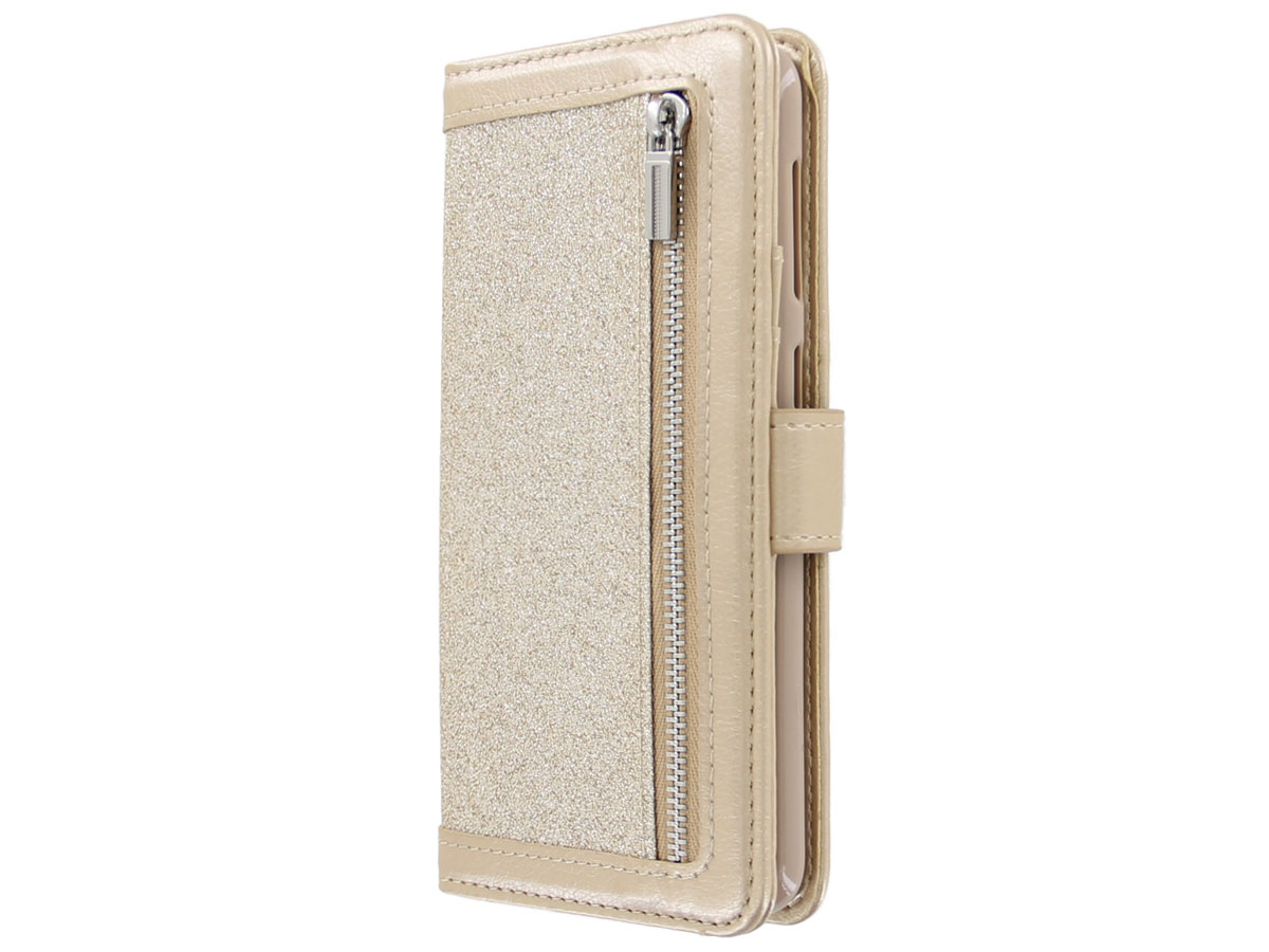 Glitsie Zip Case met Rits Goud - Samsung Galaxy A51 hoesje