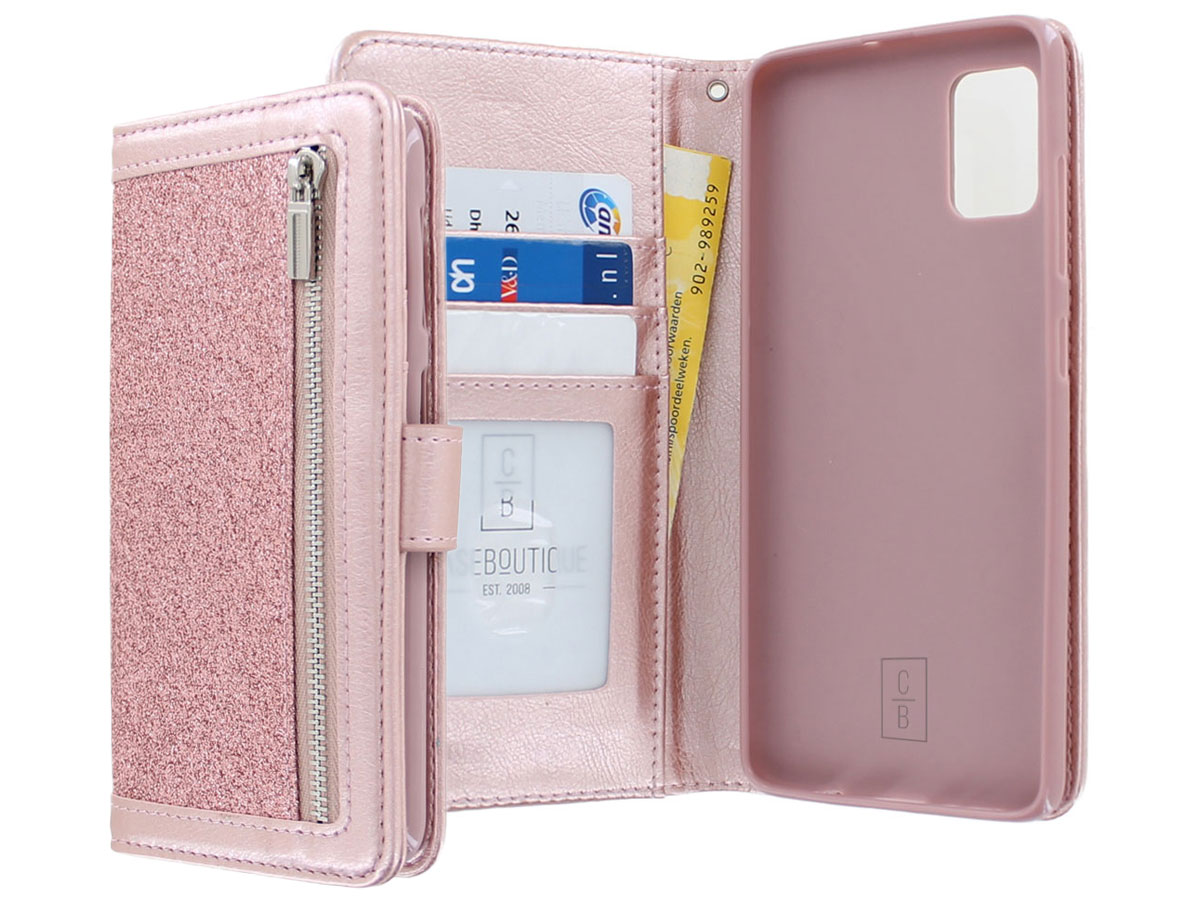 Glitsie Zip Case met Rits Rosé - Samsung Galaxy A51 hoesje