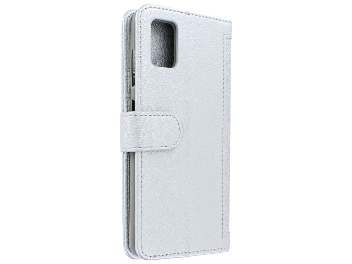 Glitsie Zip Case met Rits Zilver - Samsung Galaxy A51 hoesje