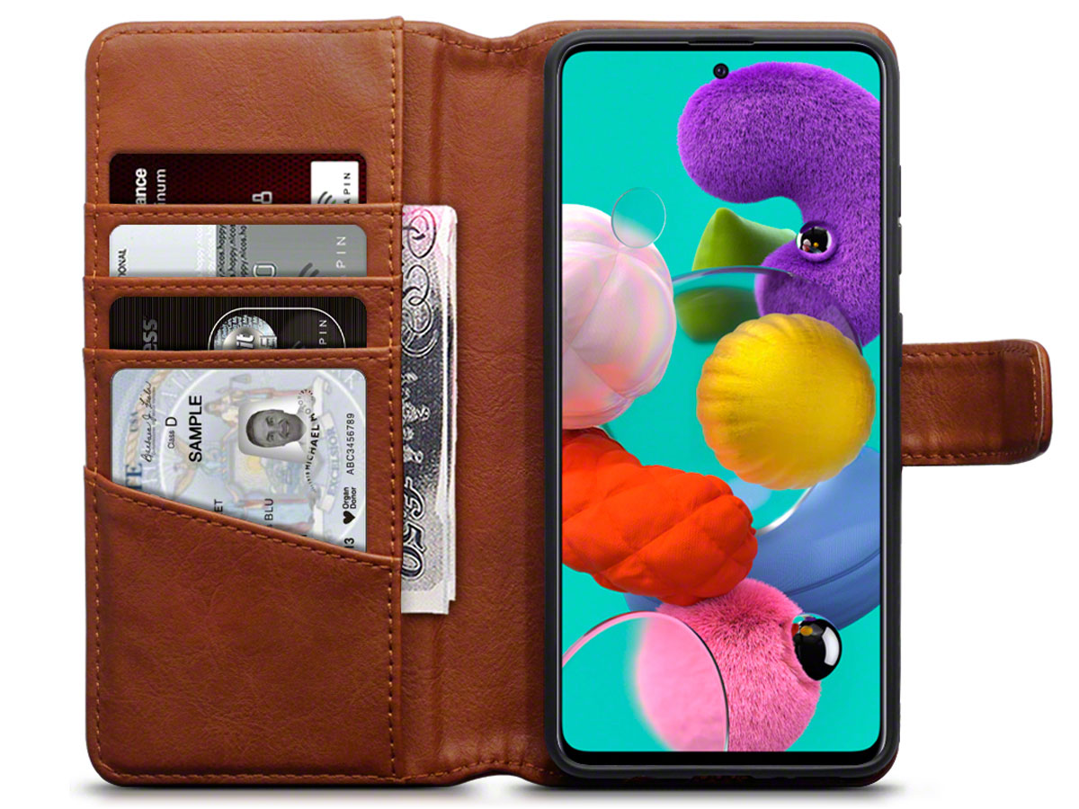 CaseBoutique Wallet Case Cognac Leer - Samsung Galaxy A51 hoesje