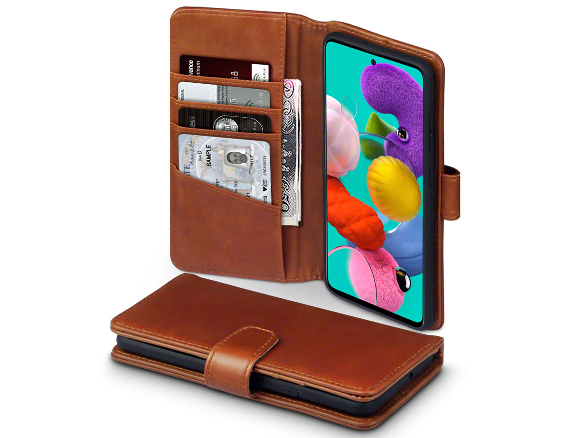 CaseBoutique Wallet Case Cognac Leer - Samsung Galaxy A51 hoesje