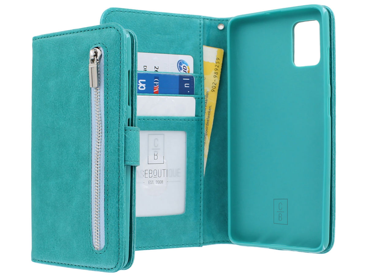 Book Case met Ritsvakje Turquoise - Samsung Galaxy A51 hoesje