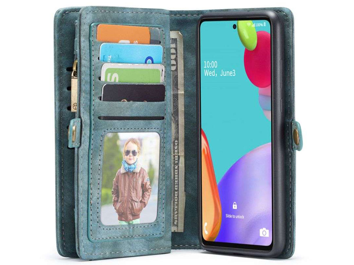 CaseMe 2in1 Wallet Ritsvak Case Blauw - Samsung Galaxy A52/A52s Hoesje