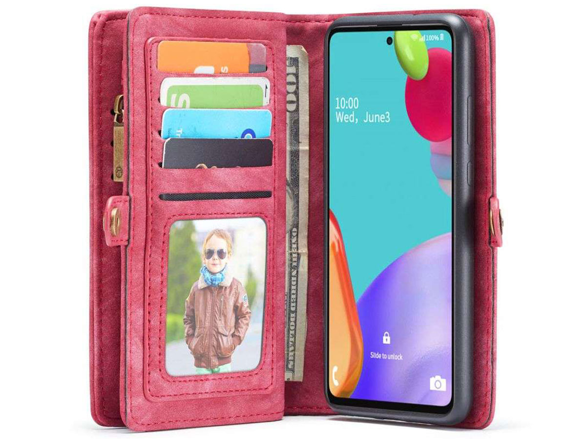 CaseMe 2in1 Wallet Ritsvak Case Rood - Samsung Galaxy A52/A52s Hoesje