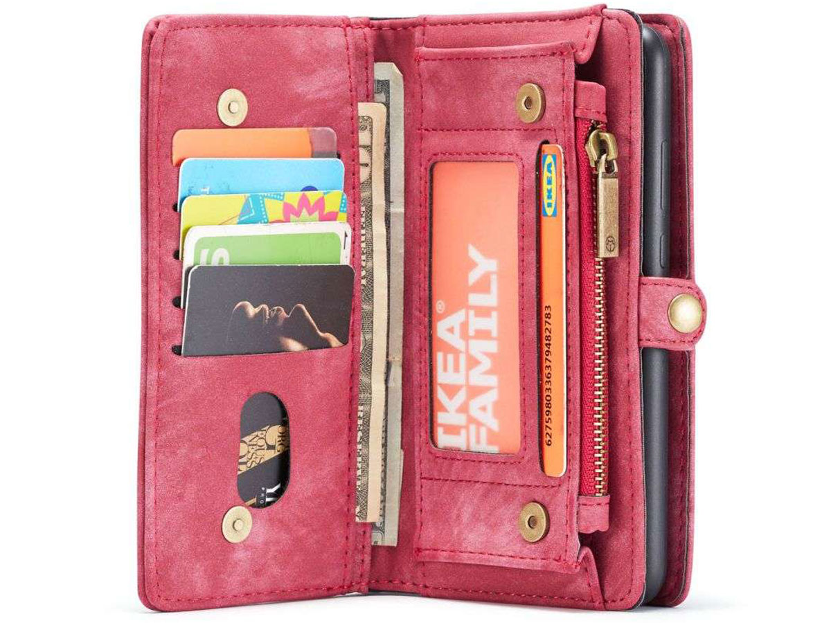 CaseMe 2in1 Wallet Ritsvak Case Rood - Samsung Galaxy A52/A52s Hoesje