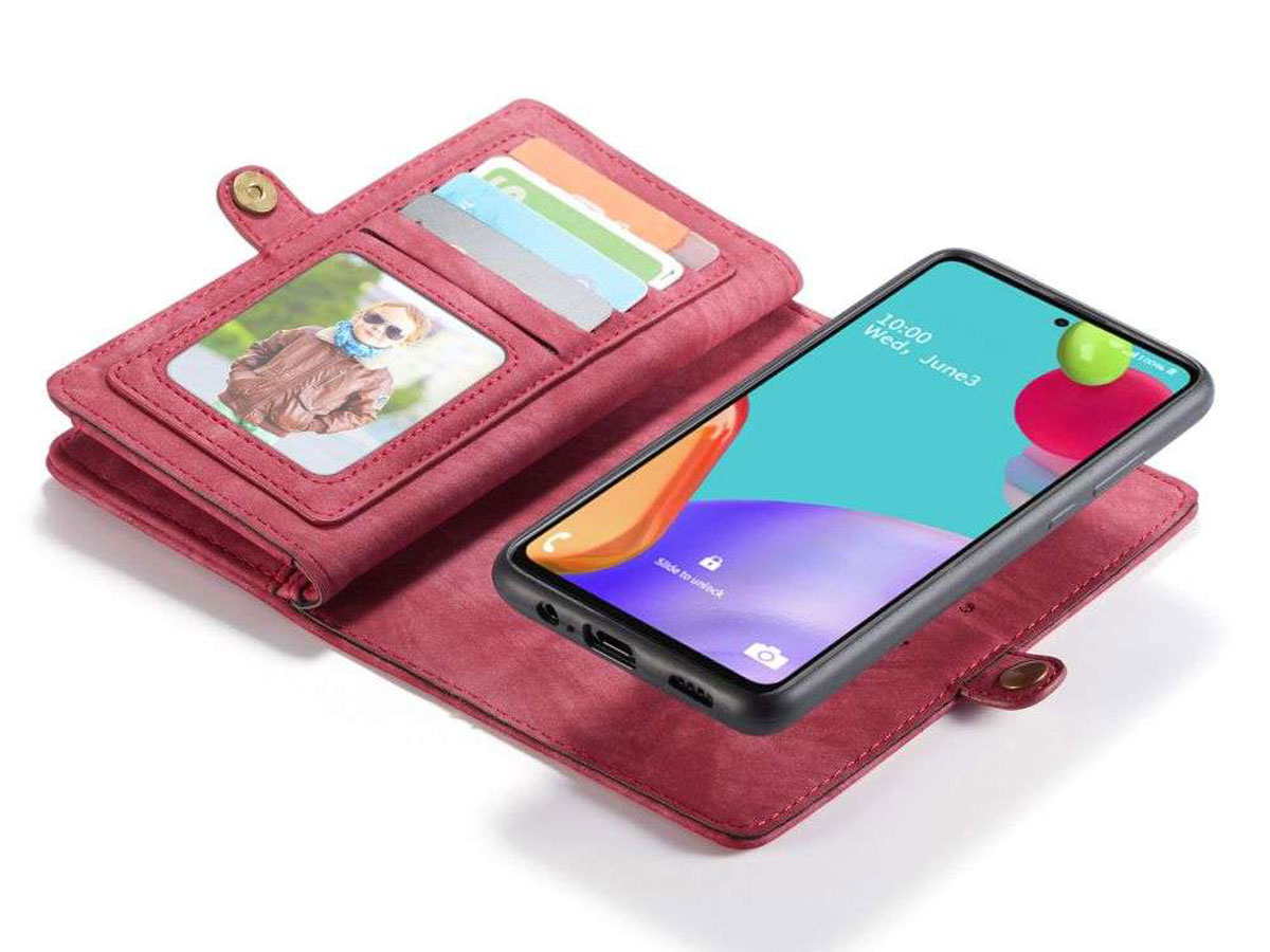 CaseMe 2in1 Wallet Ritsvak Case Rood - Samsung Galaxy A52/A52s Hoesje