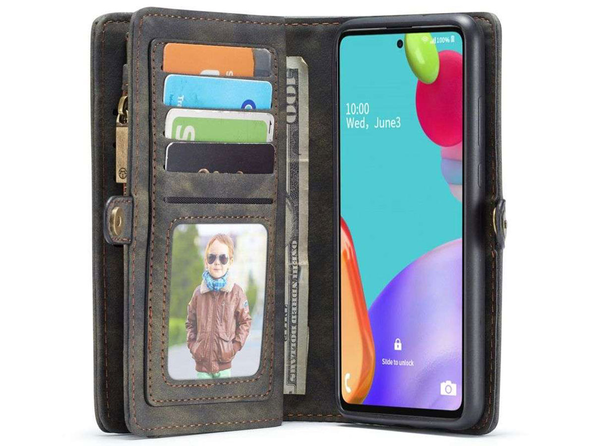 CaseMe 2in1 Wallet Ritsvak Case Zwart - Samsung Galaxy A52/A52s Hoesje