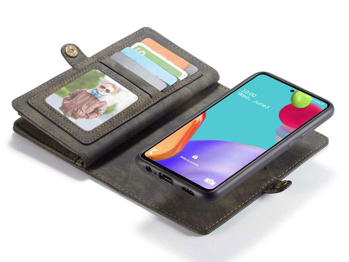 CaseMe 2in1 Wallet Ritsvak Case Zwart - Samsung Galaxy A52/A52s Hoesje