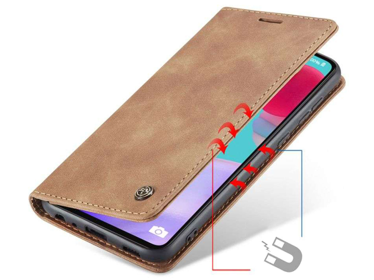 CaseMe Vintage BookCase Tan - Samsung Galaxy A52/A52s hoesje