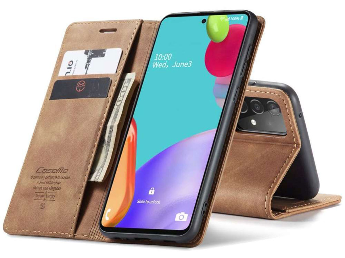 CaseMe Vintage BookCase Tan - Samsung Galaxy A52/A52s hoesje