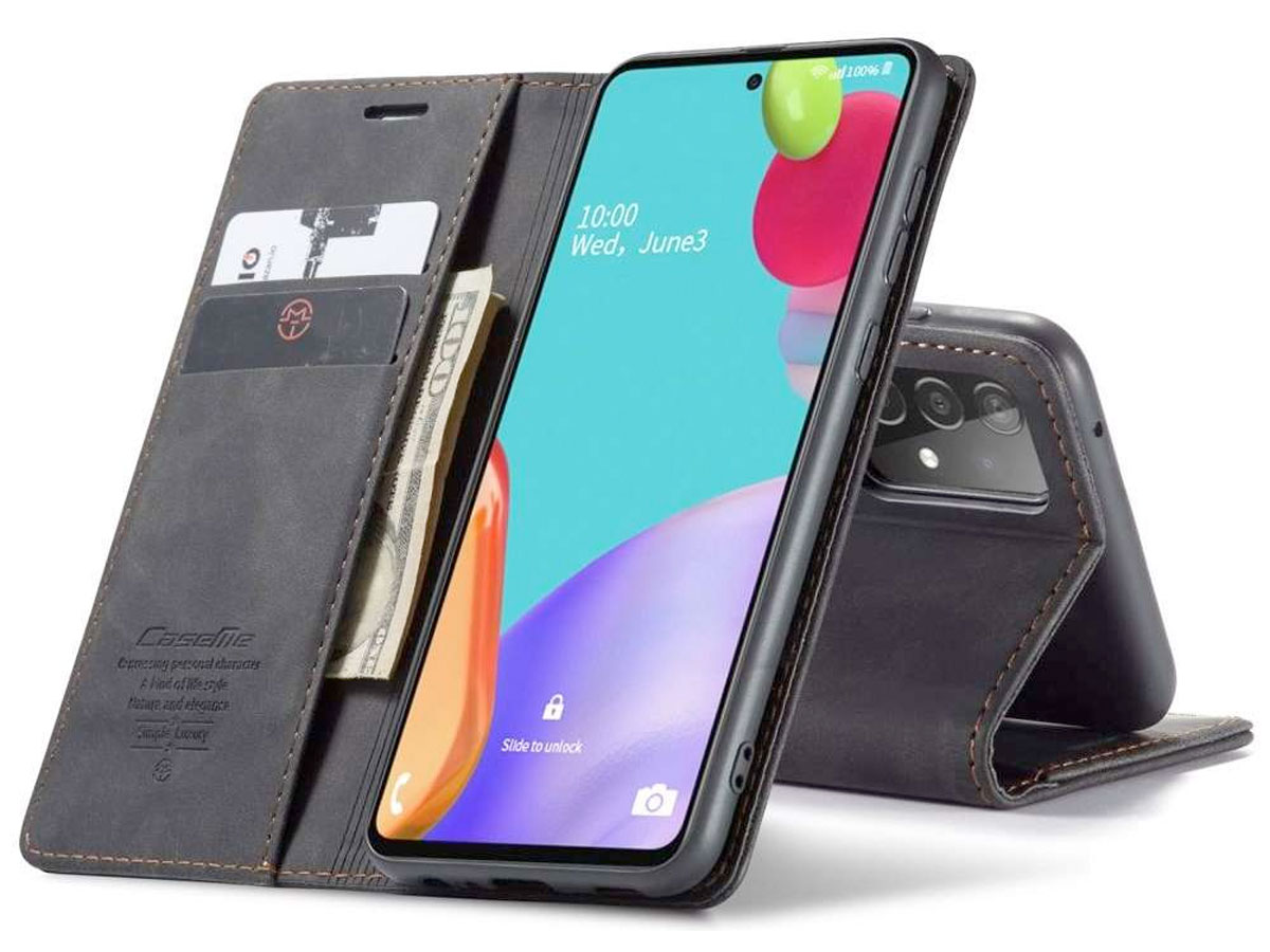 CaseMe Vintage BookCase Zwart - Samsung Galaxy A52/A52s hoesje