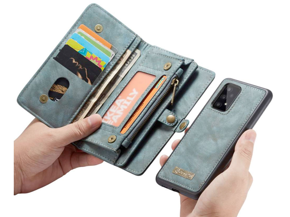 CaseMe 2in1 Wallet Ritsvak Case Blauw - Samsung Galaxy A53 Hoesje