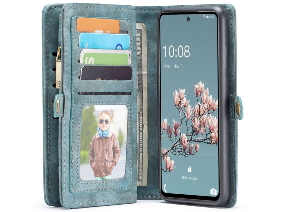 CaseMe 2in1 Wallet Ritsvak Case Blauw - Samsung Galaxy A53 Hoesje