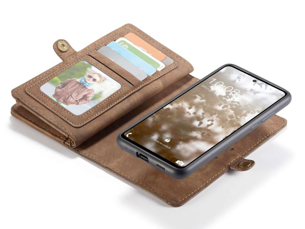 CaseMe 2in1 Wallet Ritsvak Case Bruin - Samsung Galaxy A53 Hoesje