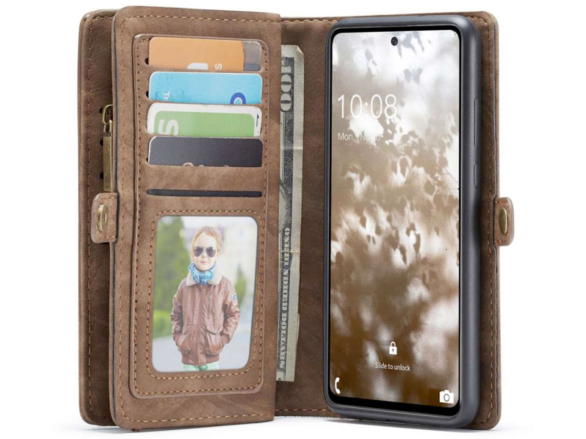 CaseMe 2in1 Wallet Ritsvak Case Bruin - Samsung Galaxy A53 Hoesje