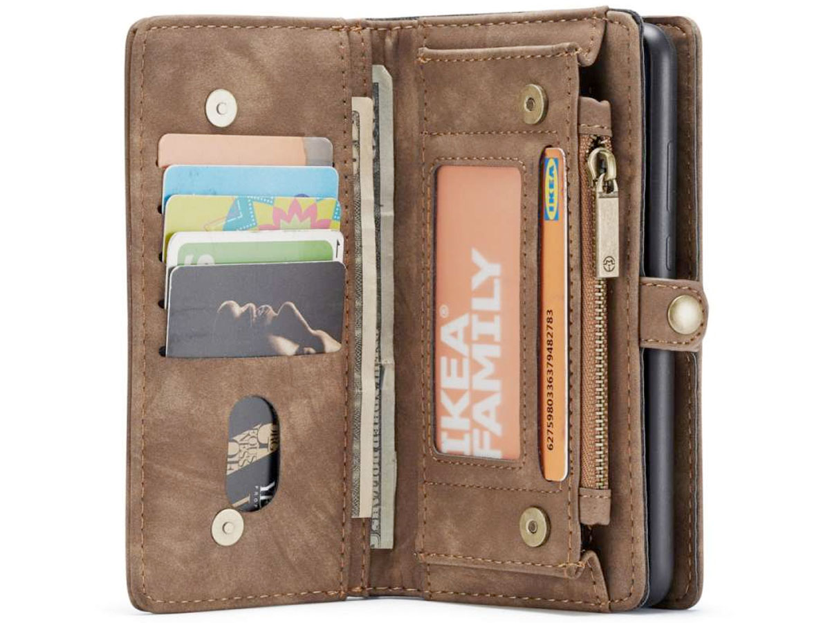 CaseMe 2in1 Wallet Ritsvak Case Bruin - Samsung Galaxy A53 Hoesje