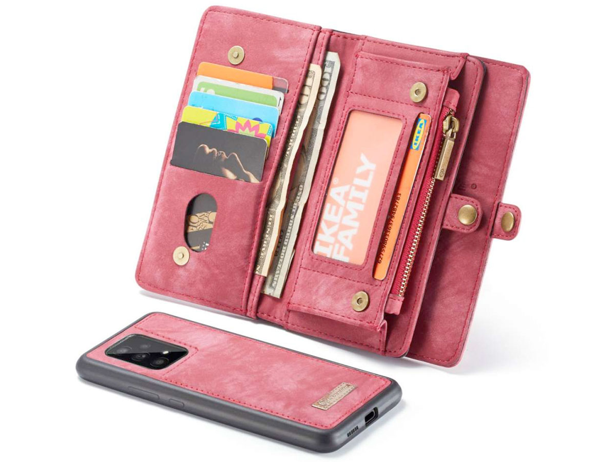 CaseMe 2in1 Wallet Ritsvak Case Rood - Samsung Galaxy A53 Hoesje