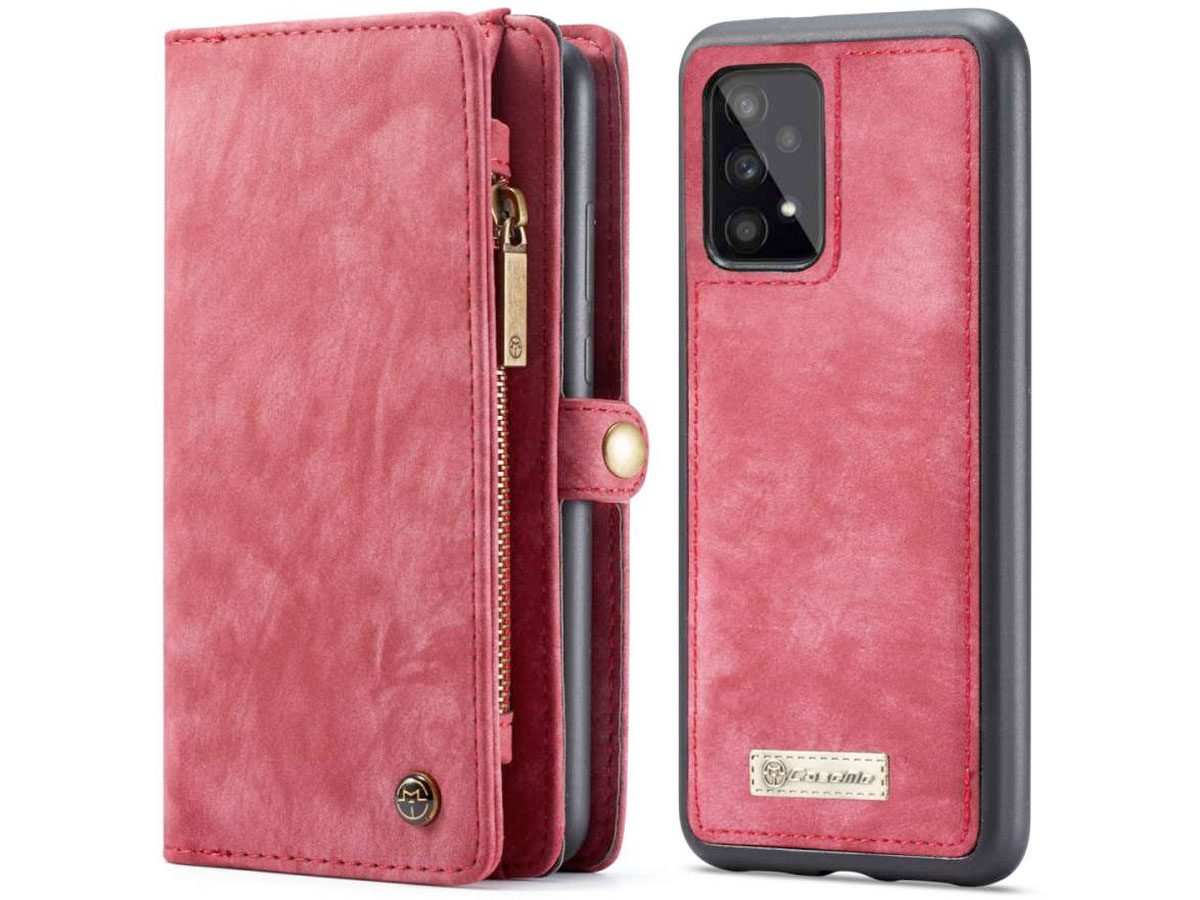 CaseMe 2in1 Wallet Ritsvak Case Rood - Samsung Galaxy A53 Hoesje