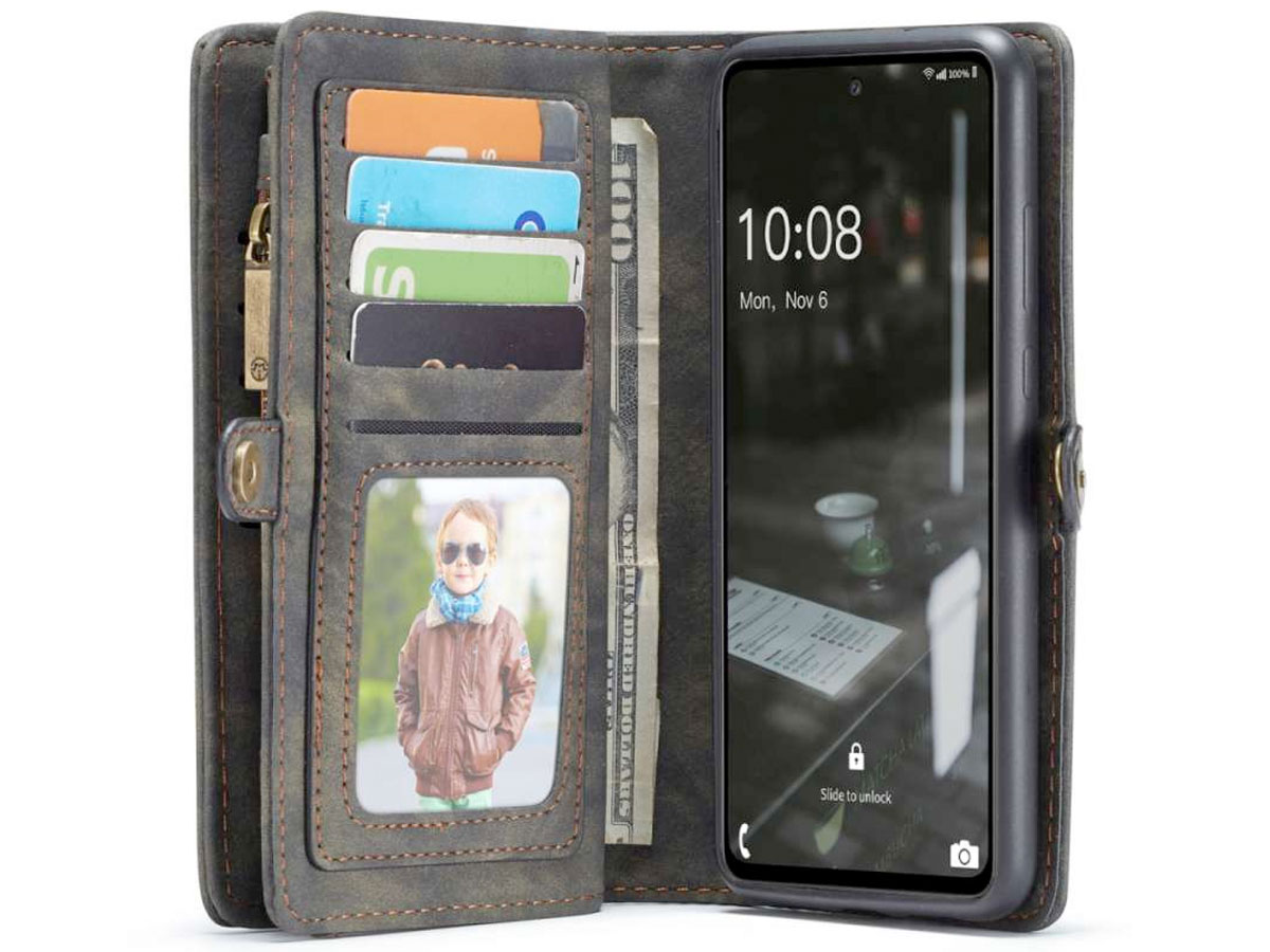 CaseMe 2in1 Wallet Ritsvak Case Zwart - Samsung Galaxy A53 Hoesje