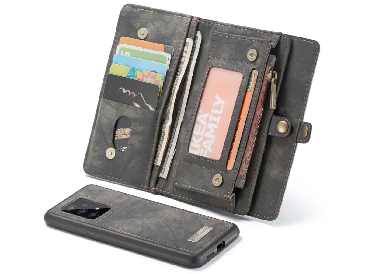 CaseMe 2in1 Wallet Ritsvak Case Zwart - Samsung Galaxy A53 Hoesje