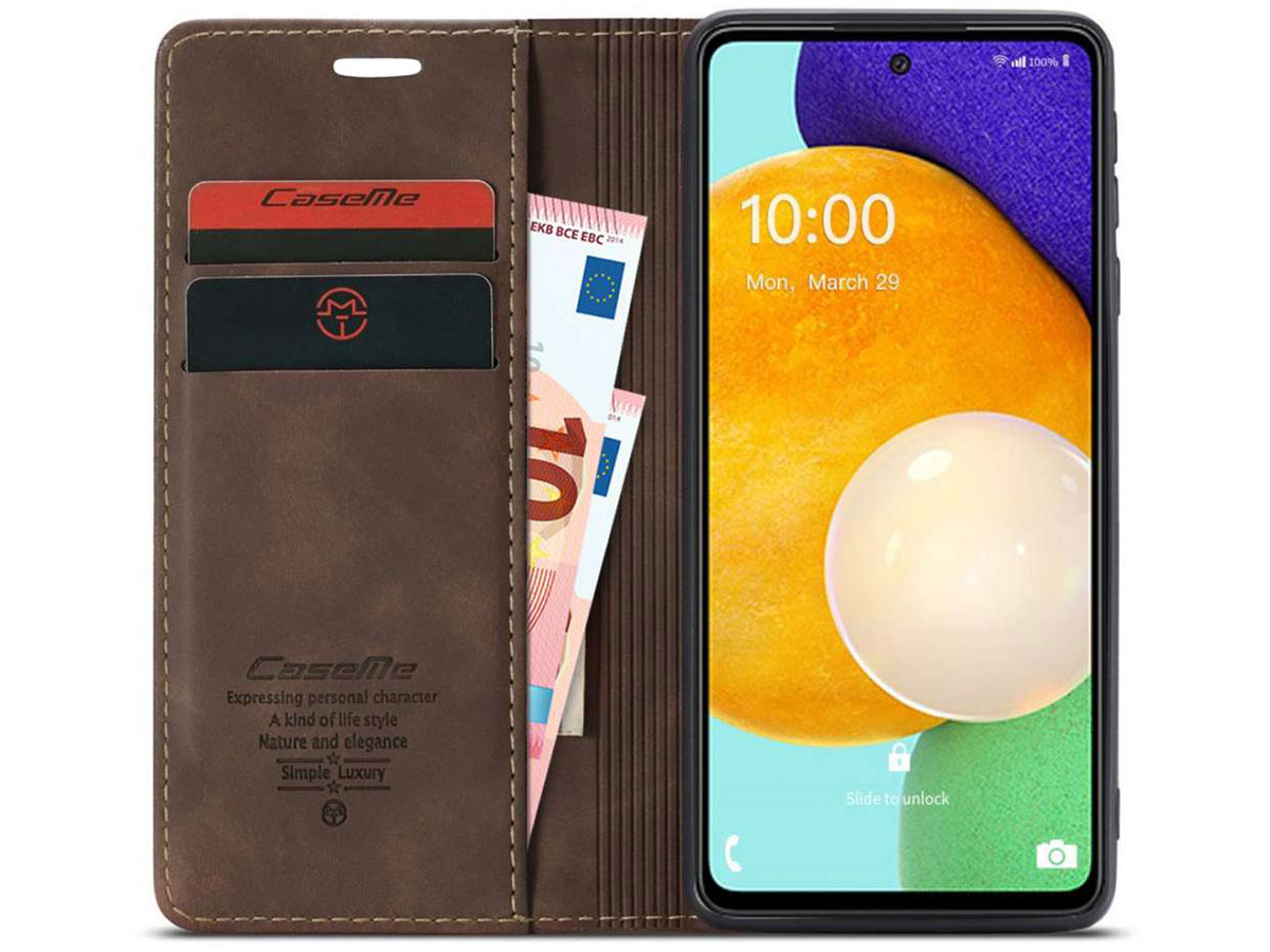 CaseMe Vintage BookCase Bruin - Samsung Galaxy A53 hoesje