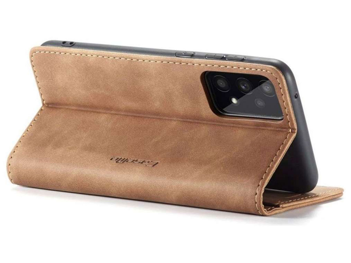 CaseMe Vintage BookCase Tan - Samsung Galaxy A53 hoesje