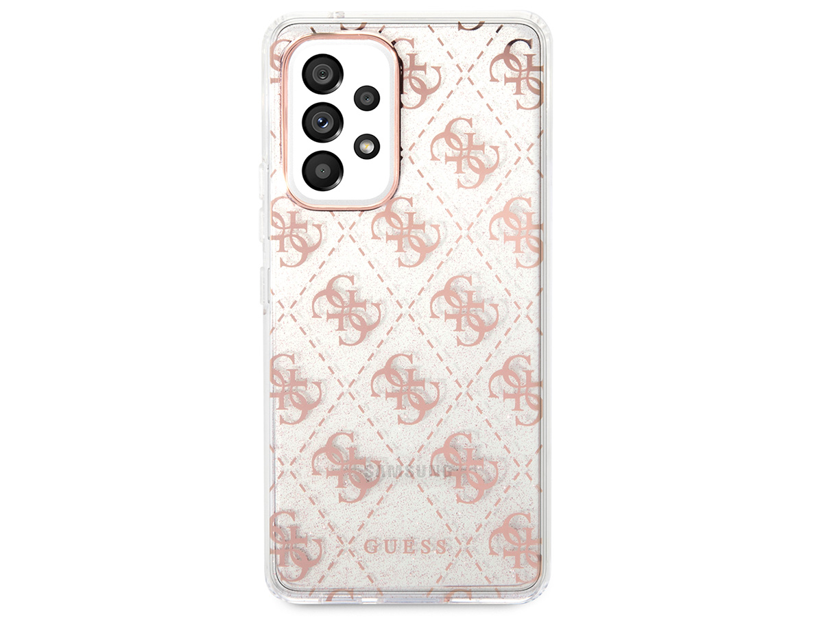 Guess 4G Monogram Glitter Case Roze - Samsung Galaxy A53 hoesje