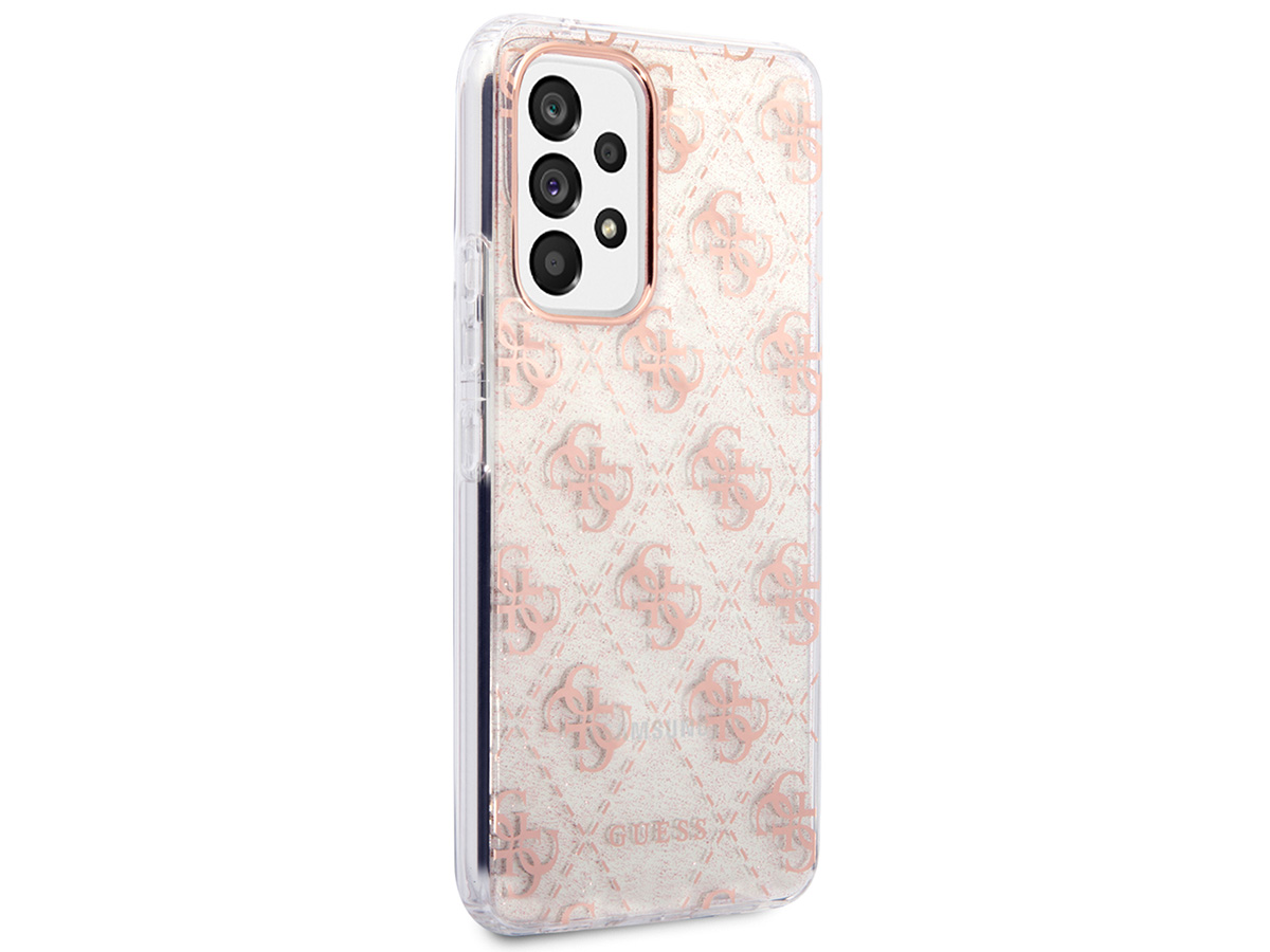 Guess 4G Monogram Glitter Case Roze - Samsung Galaxy A53 hoesje