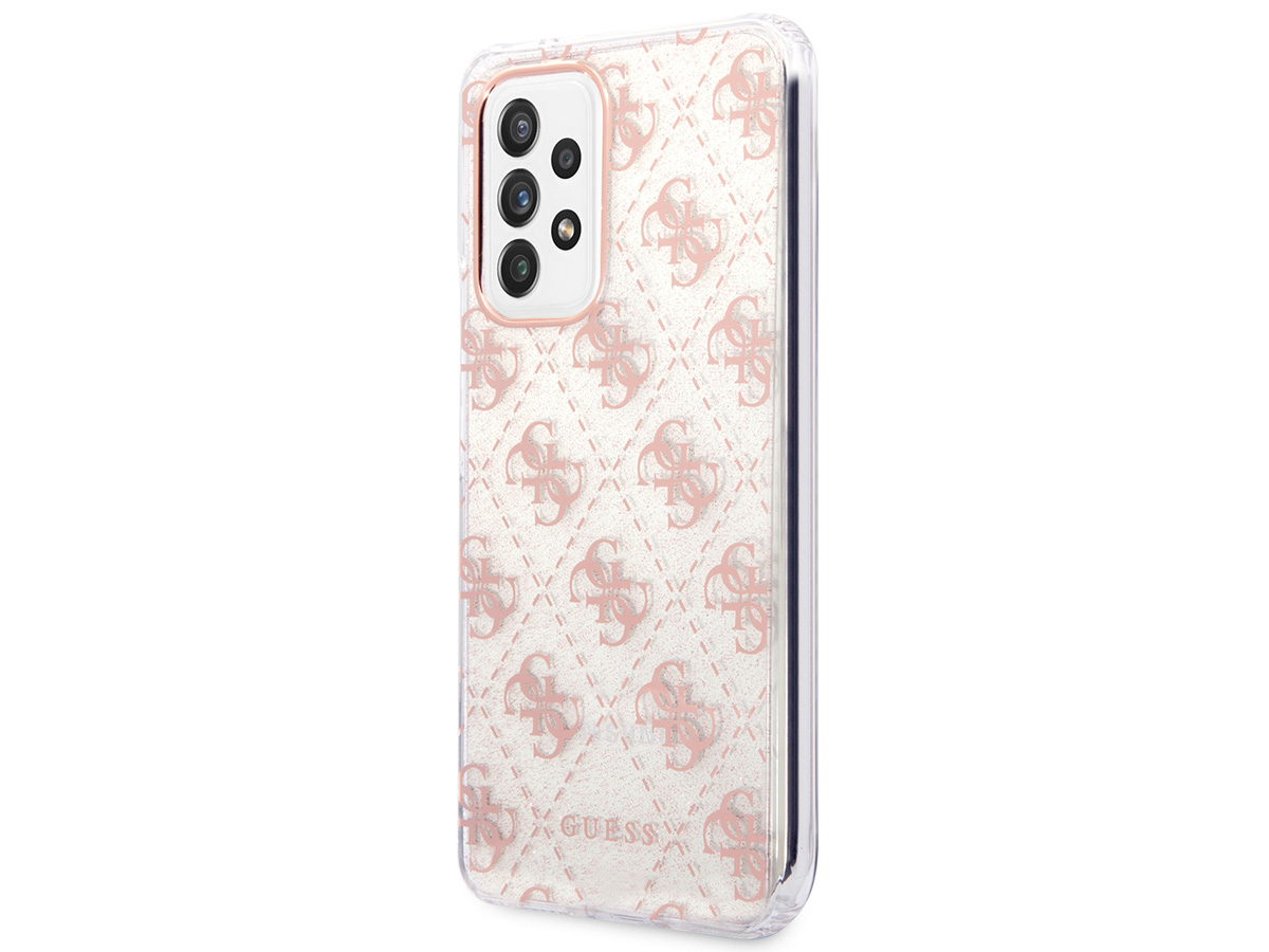 Guess 4G Monogram Glitter Case Roze - Samsung Galaxy A53 hoesje