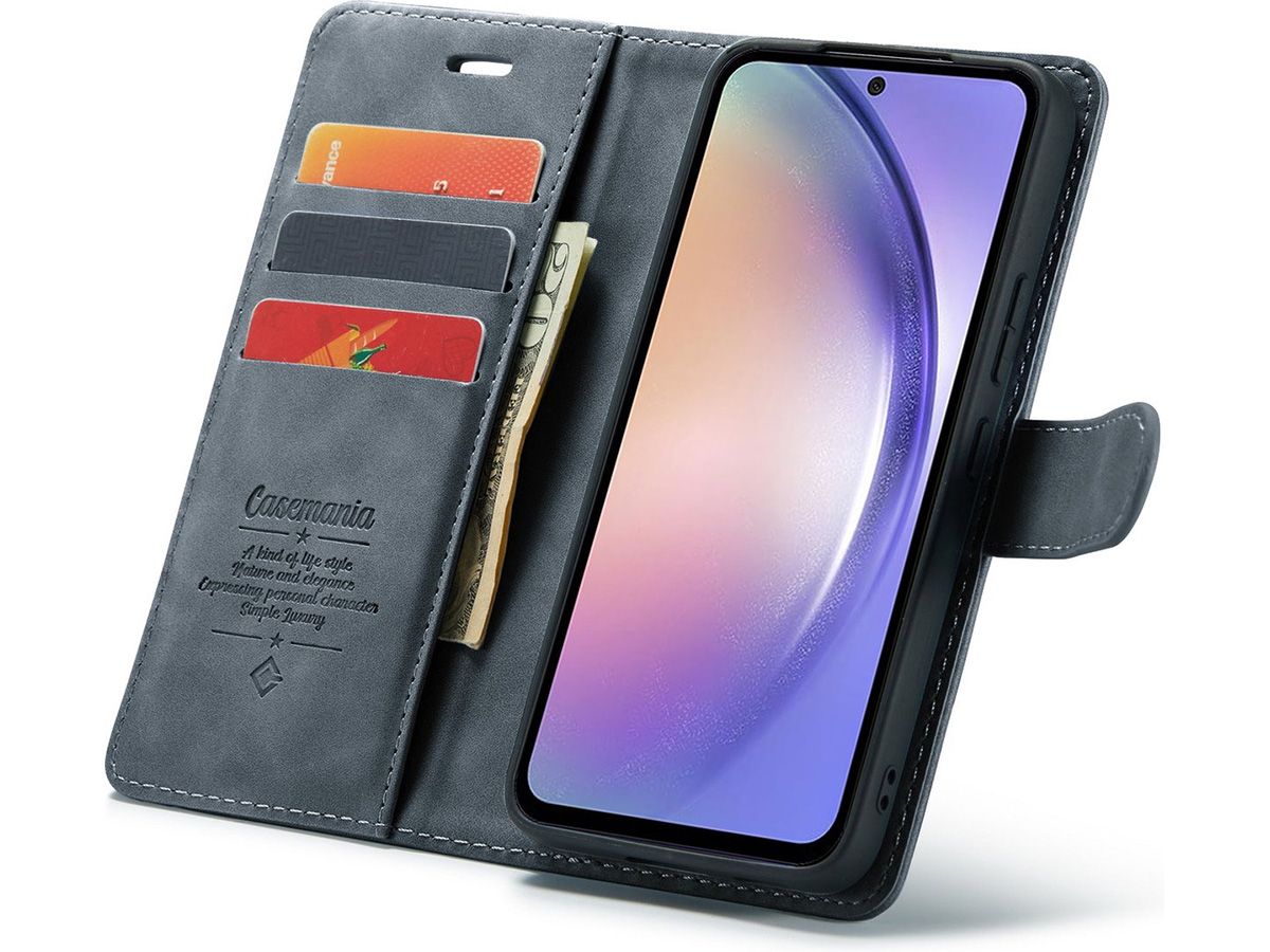 CaseMe 2in1 Magnetic Bookcase Grijs - Samsung Galaxy A54 Hoesje