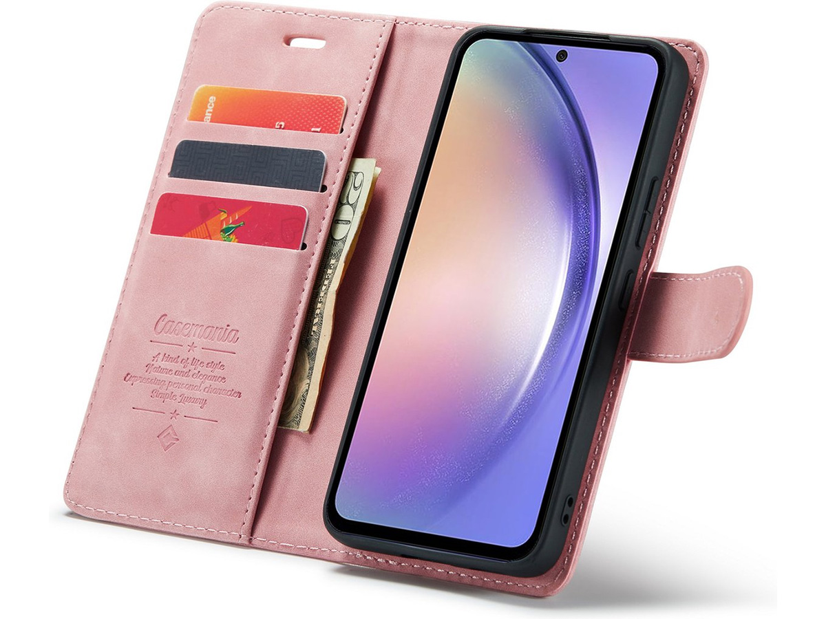 CaseMe 2in1 Magnetic Bookcase Roze - Samsung Galaxy A54 Hoesje