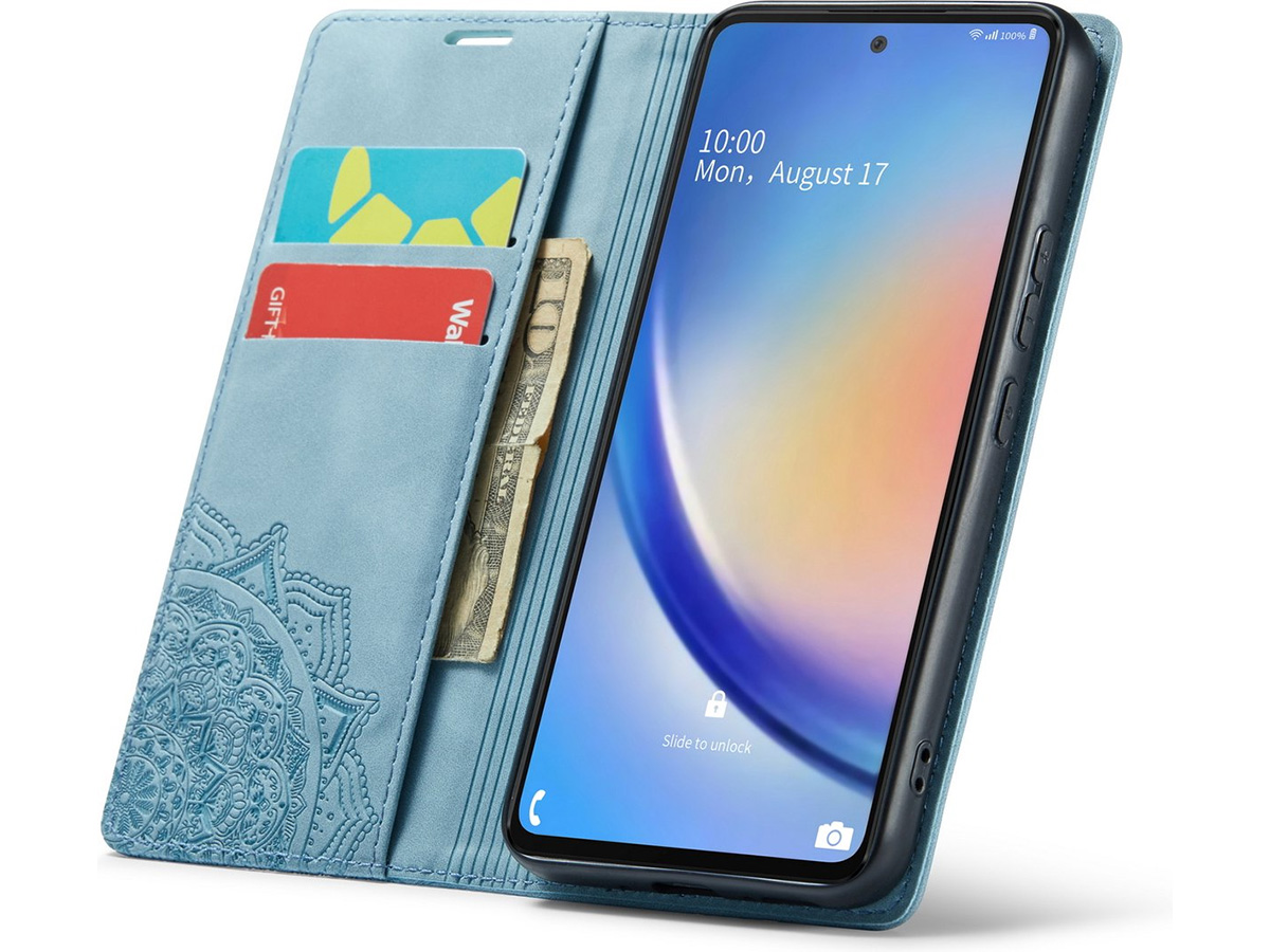 CaseMania Mandala BookCase Aqua - Samsung Galaxy A54 hoesje