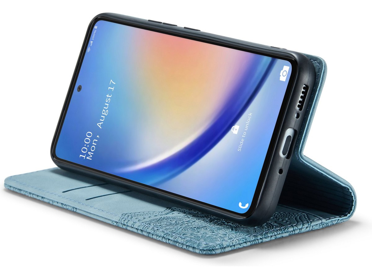 CaseMe Mandala BookCase Aqua - Samsung Galaxy A54 hoesje