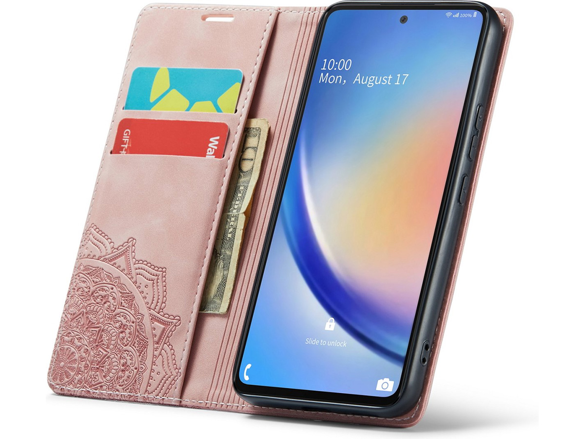 CaseMe Mandala BookCase Roze - Samsung Galaxy A54 hoesje