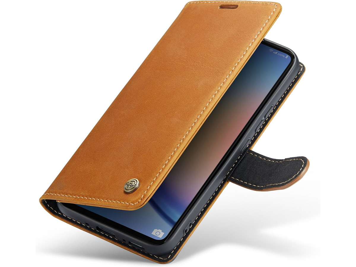 CaseMe Vintage Leather Case Cognac - Samsung Galaxy A54 hoesje