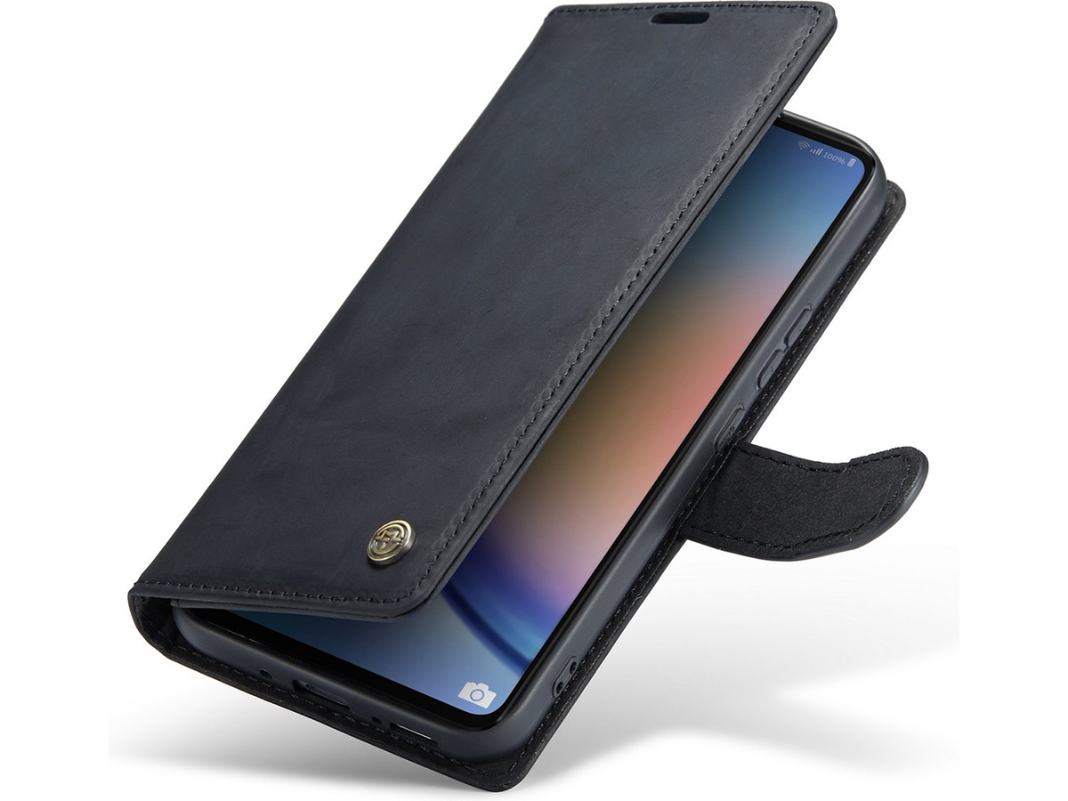 CaseMe Vintage Leather Case Zwart - Samsung Galaxy A54 hoesje