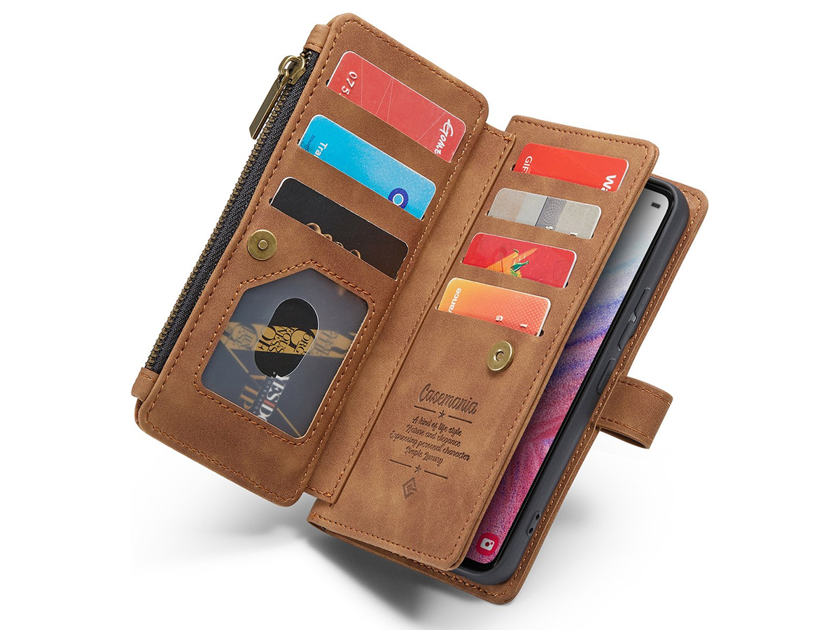 CaseMania Ritsvak Wallet Case Bruin - Samsung Galaxy A54 Hoesje