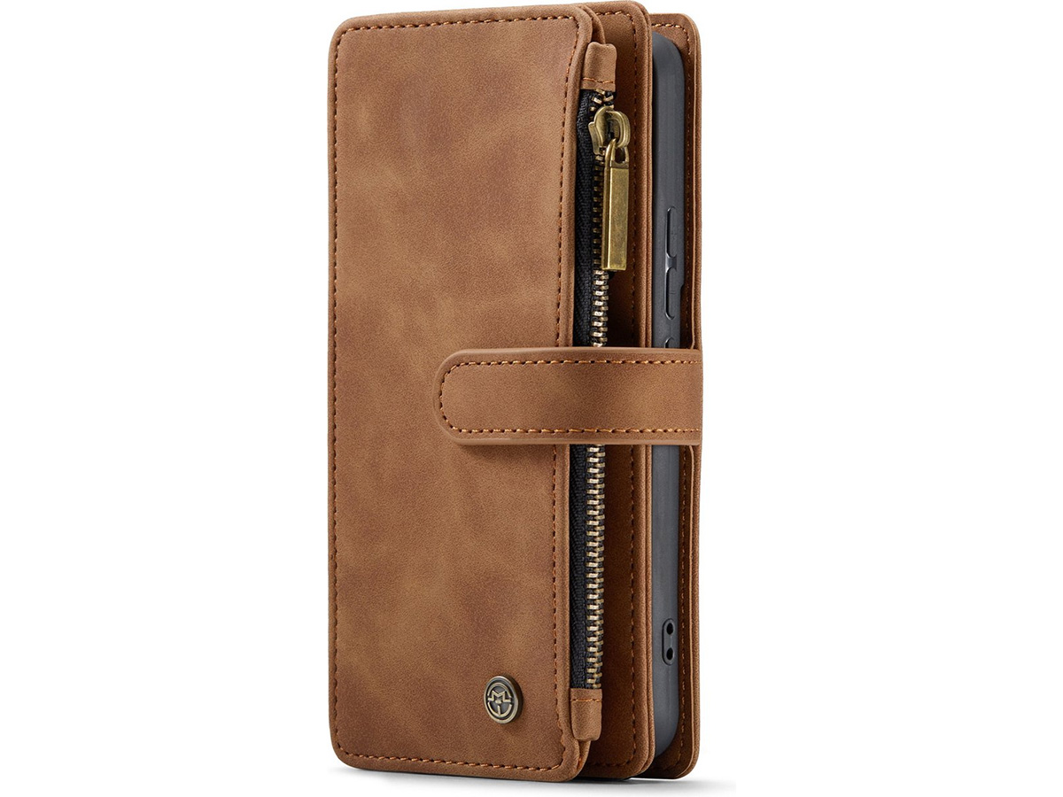 CaseMania Ritsvak Wallet Case Bruin - Samsung Galaxy A54 Hoesje