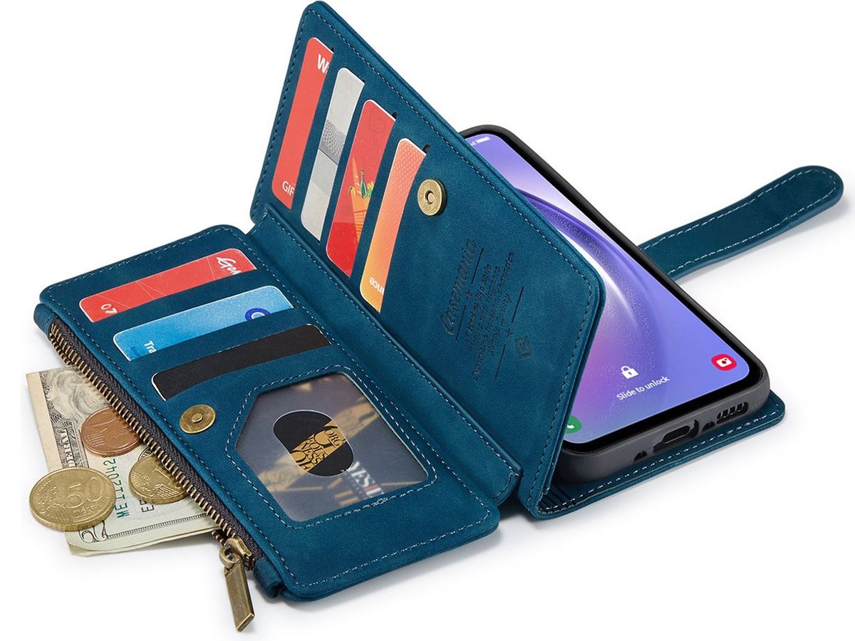 CaseMe Ritsvak Wallet Case Blauw - Samsung Galaxy A54 Hoesje