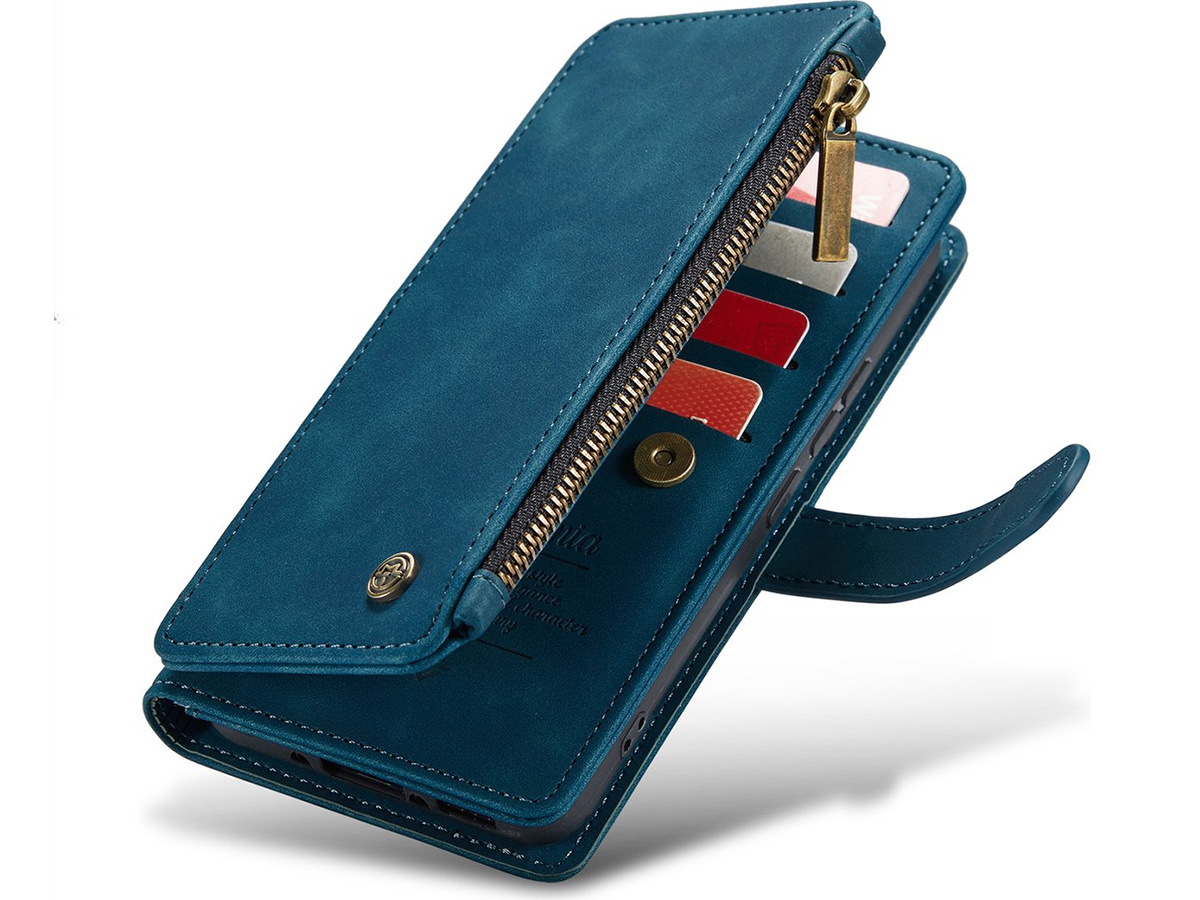 CaseMe Ritsvak Wallet Case Blauw - Samsung Galaxy A54 Hoesje