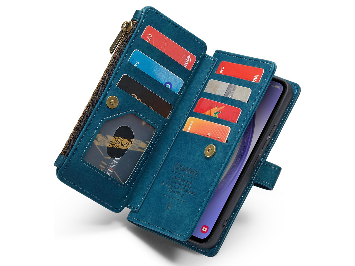 CaseMe Ritsvak Wallet Case Blauw - Samsung Galaxy A54 Hoesje