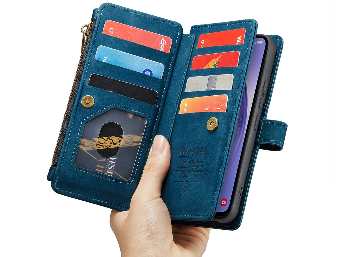 CaseMe Ritsvak Wallet Case Blauw - Samsung Galaxy A54 Hoesje